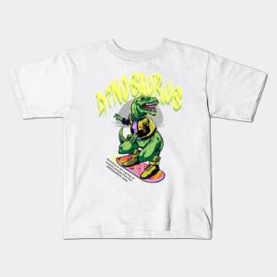 Dinosaurus Playing Skateboard Kids T-Shirt